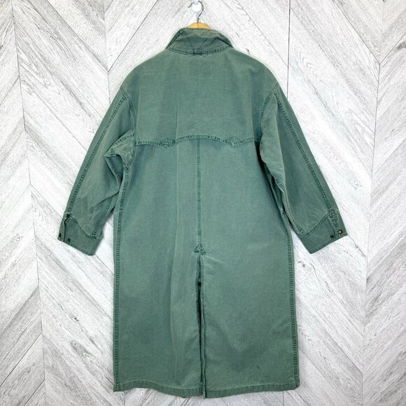 Vintage Australian Outback Mens Large Canvas Cotton Duster Coat Jacket Green - Picture 6 of 11
